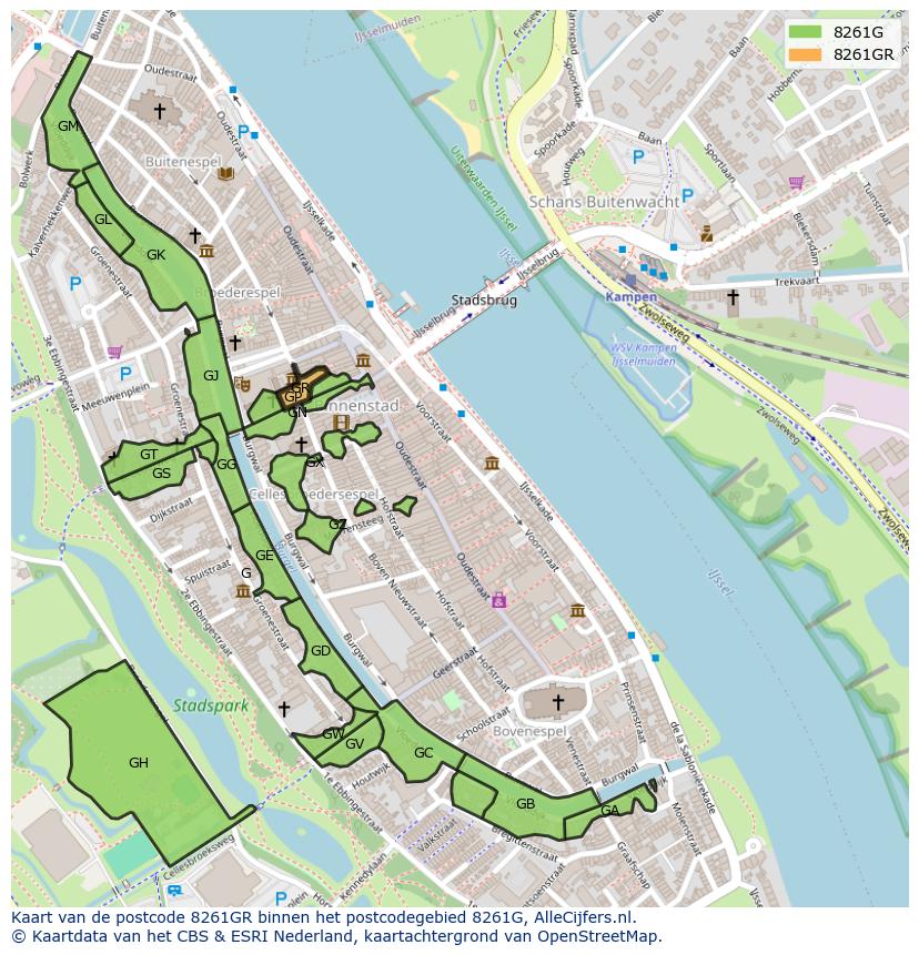 Afbeelding van het postcodegebied 8261 GR op de kaart.