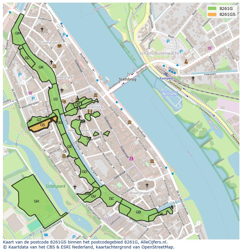 Afbeelding van het postcodegebied 8261 GS op de kaart.