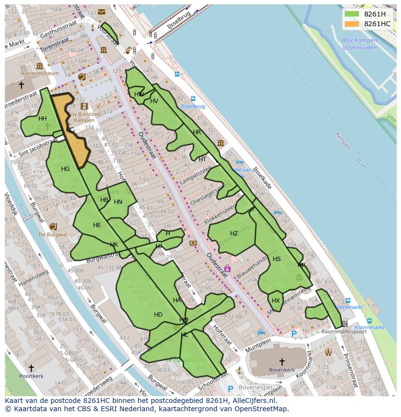 Afbeelding van het postcodegebied 8261 HC op de kaart.