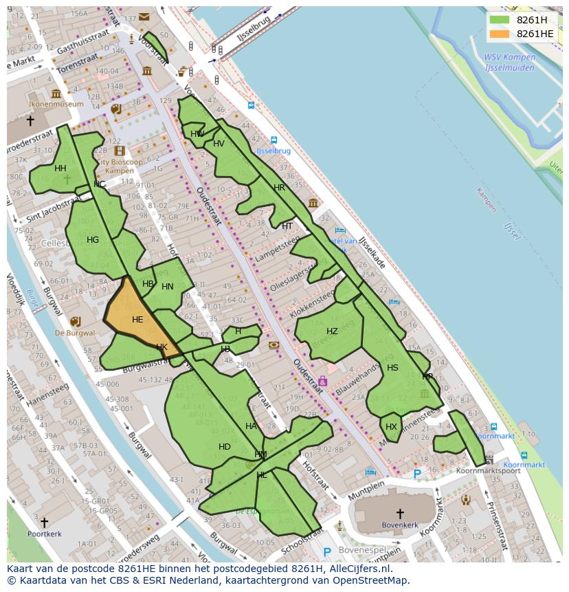 Afbeelding van het postcodegebied 8261 HE op de kaart.