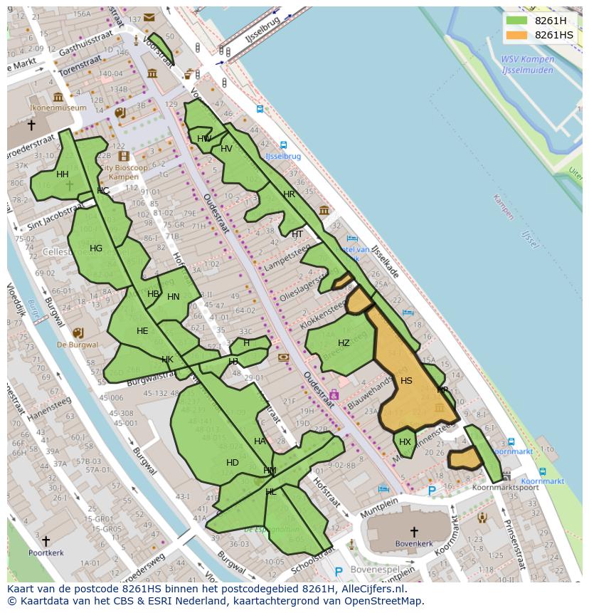 Afbeelding van het postcodegebied 8261 HS op de kaart.