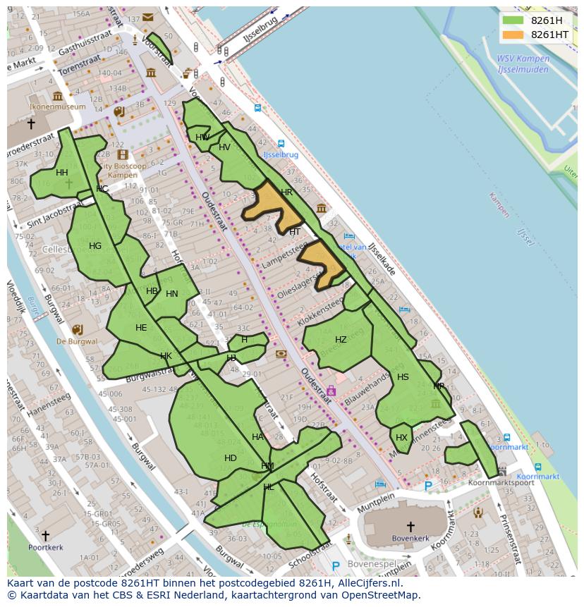 Afbeelding van het postcodegebied 8261 HT op de kaart.