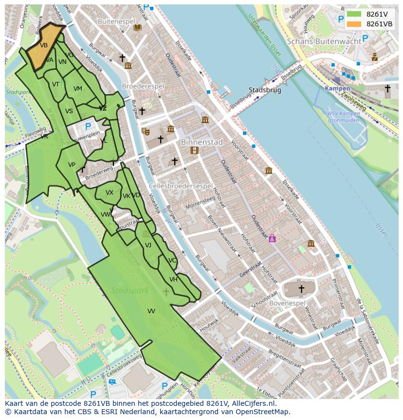 Afbeelding van het postcodegebied 8261 VB op de kaart.