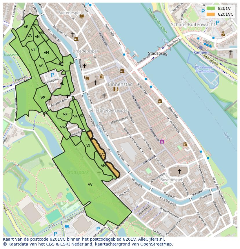 Afbeelding van het postcodegebied 8261 VC op de kaart.