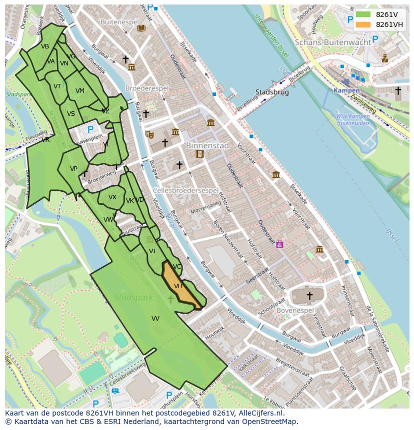 Afbeelding van het postcodegebied 8261 VH op de kaart.