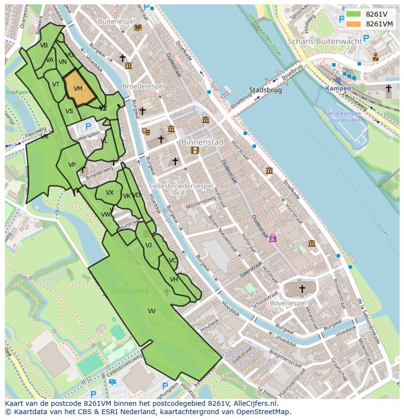 Afbeelding van het postcodegebied 8261 VM op de kaart.