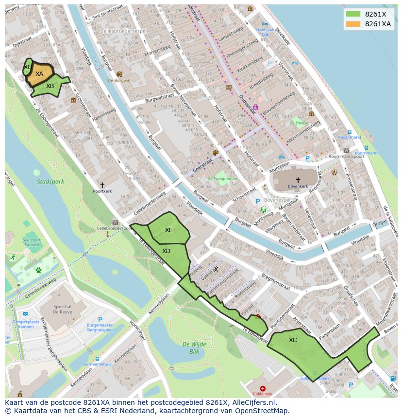 Afbeelding van het postcodegebied 8261 XA op de kaart.