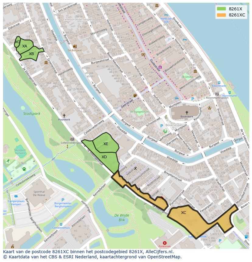 Afbeelding van het postcodegebied 8261 XC op de kaart.