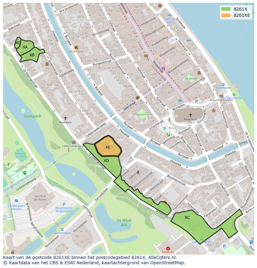 Afbeelding van het postcodegebied 8261 XE op de kaart.