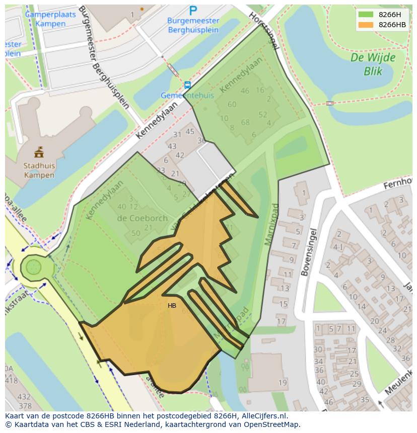 Afbeelding van het postcodegebied 8266 HB op de kaart.