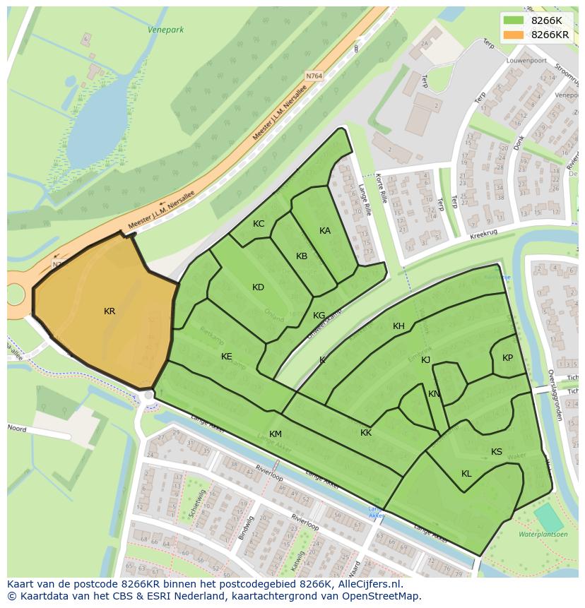Afbeelding van het postcodegebied 8266 KR op de kaart.