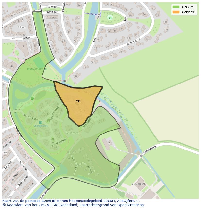 Afbeelding van het postcodegebied 8266 MB op de kaart.