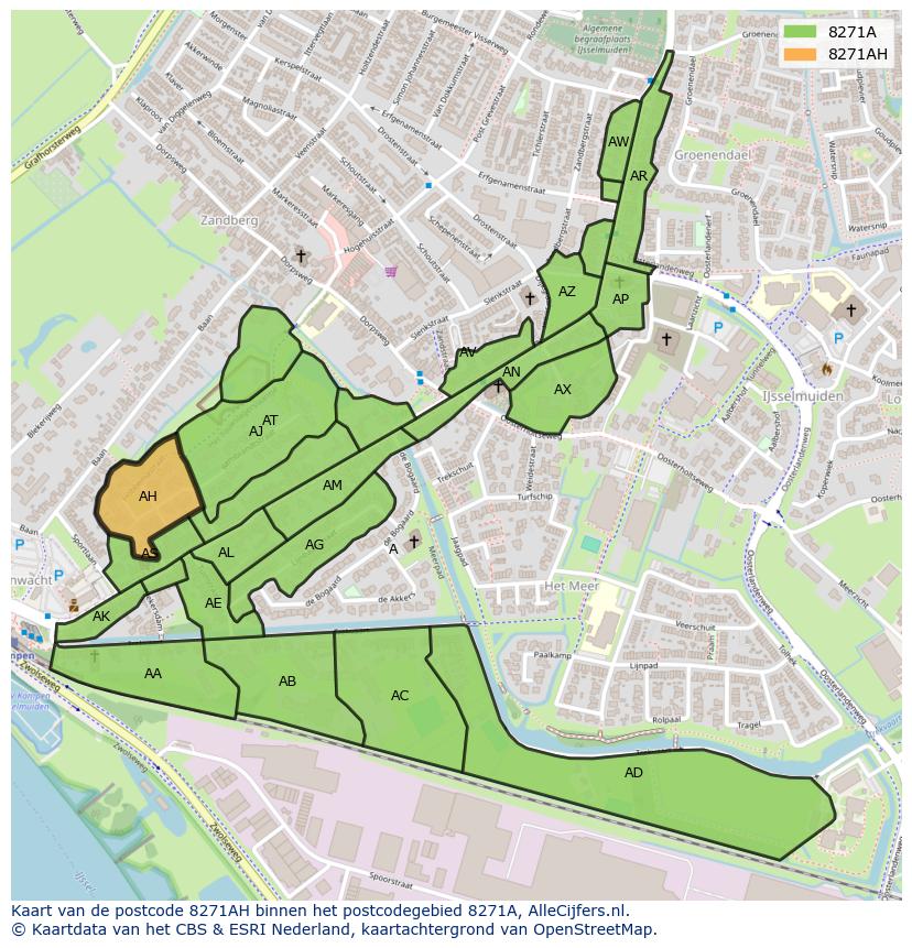 Afbeelding van het postcodegebied 8271 AH op de kaart.