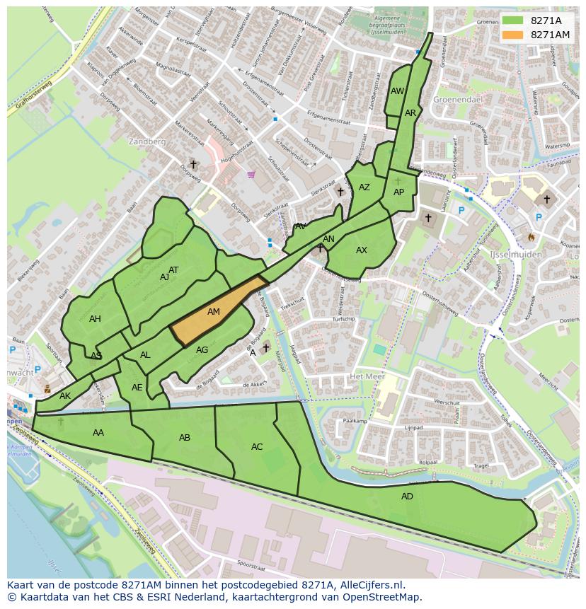 Afbeelding van het postcodegebied 8271 AM op de kaart.