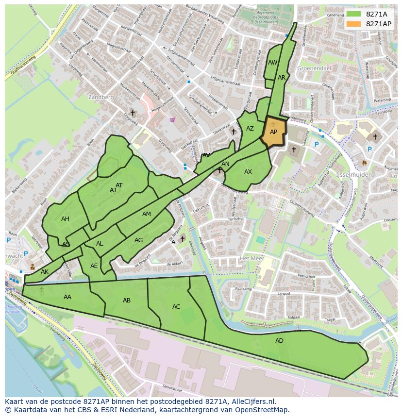 Afbeelding van het postcodegebied 8271 AP op de kaart.