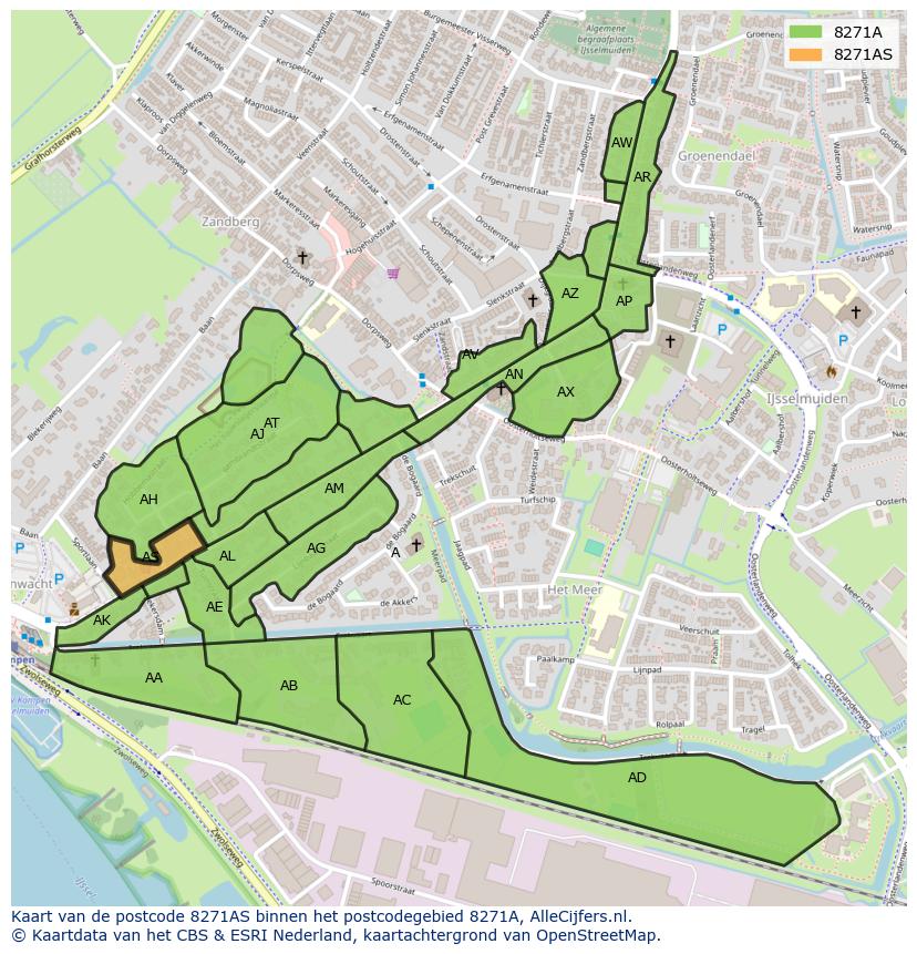 Afbeelding van het postcodegebied 8271 AS op de kaart.
