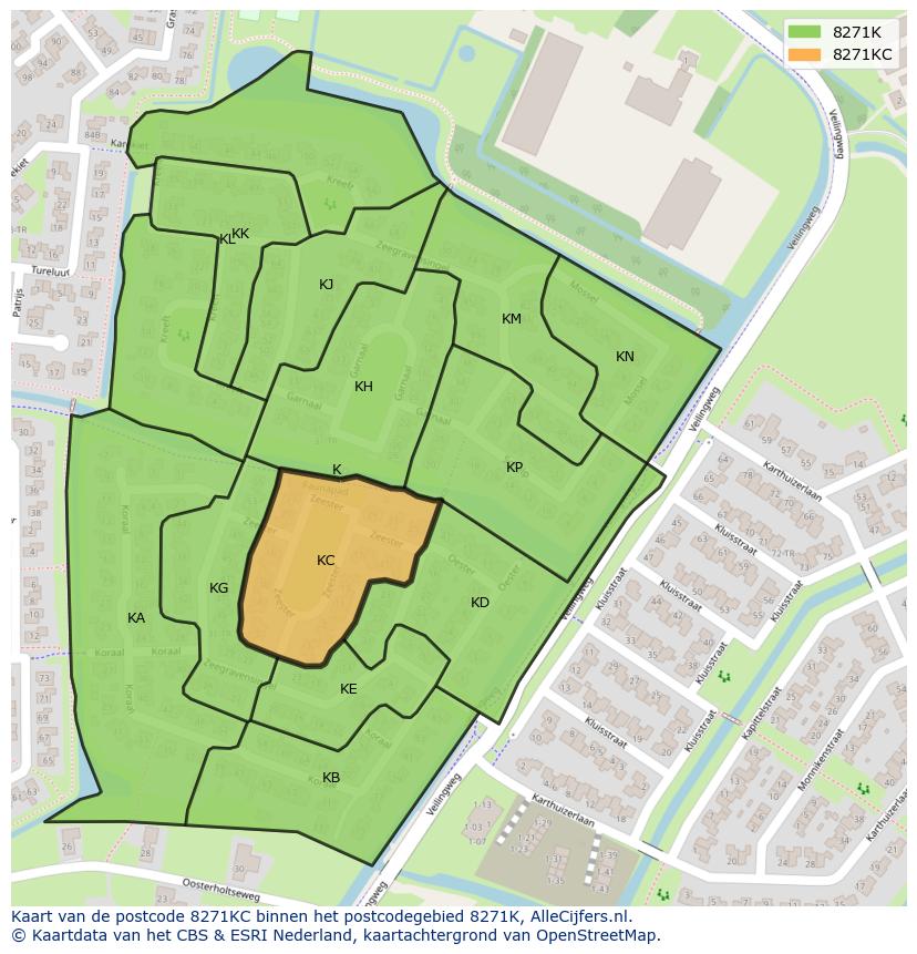 Afbeelding van het postcodegebied 8271 KC op de kaart.