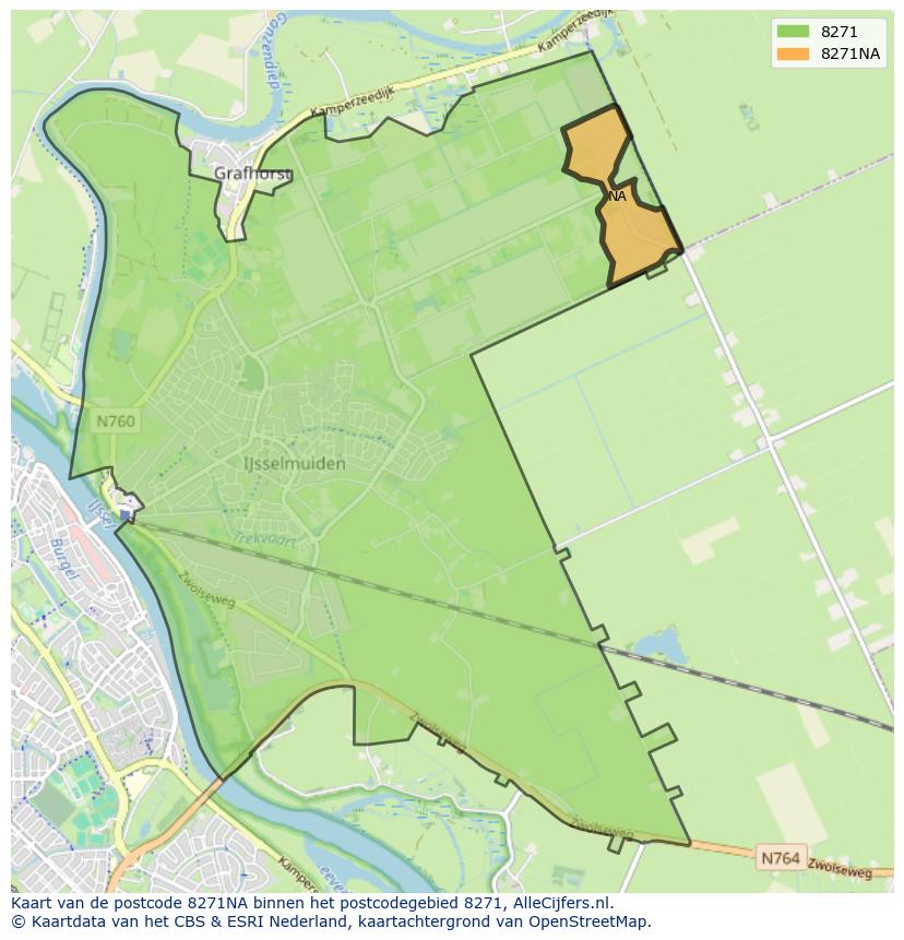 Afbeelding van het postcodegebied 8271 NA op de kaart.