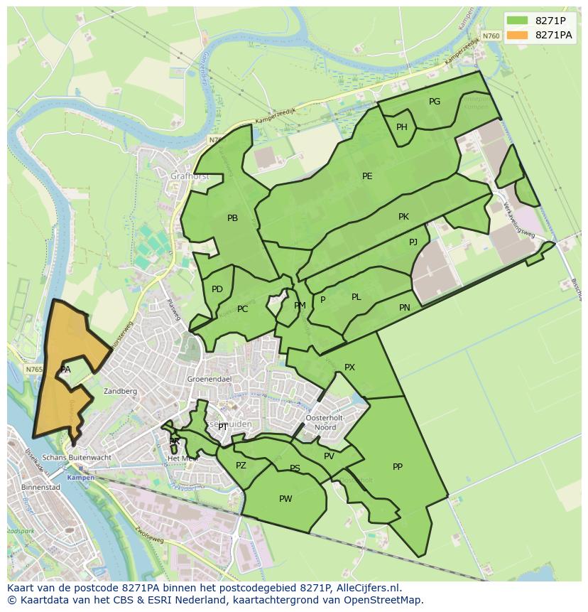 Afbeelding van het postcodegebied 8271 PA op de kaart.