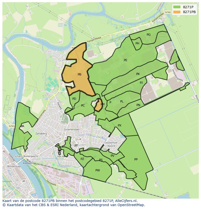 Afbeelding van het postcodegebied 8271 PB op de kaart.