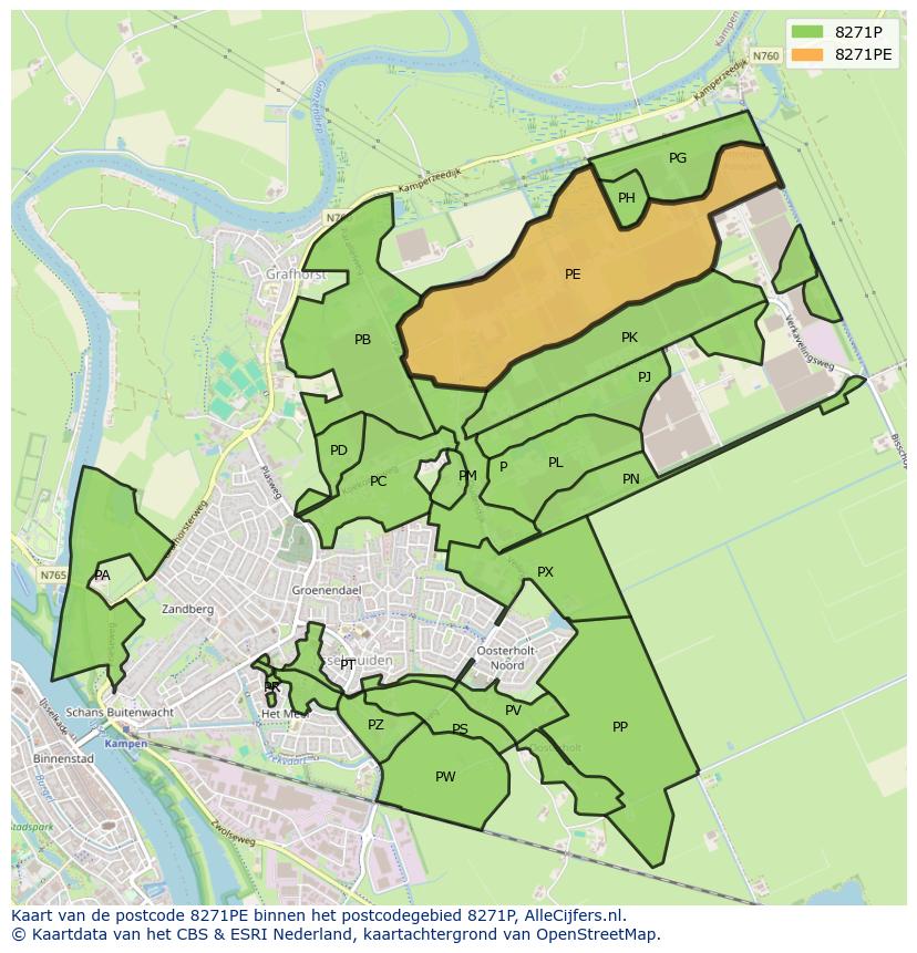 Afbeelding van het postcodegebied 8271 PE op de kaart.