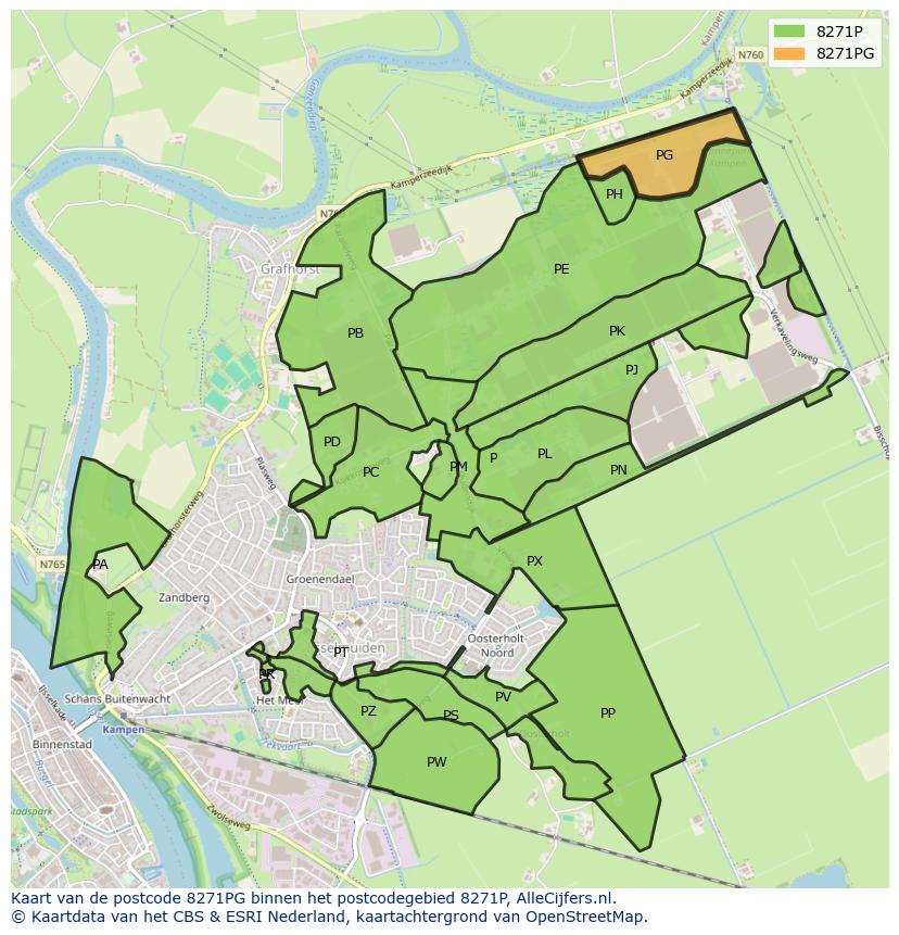 Afbeelding van het postcodegebied 8271 PG op de kaart.