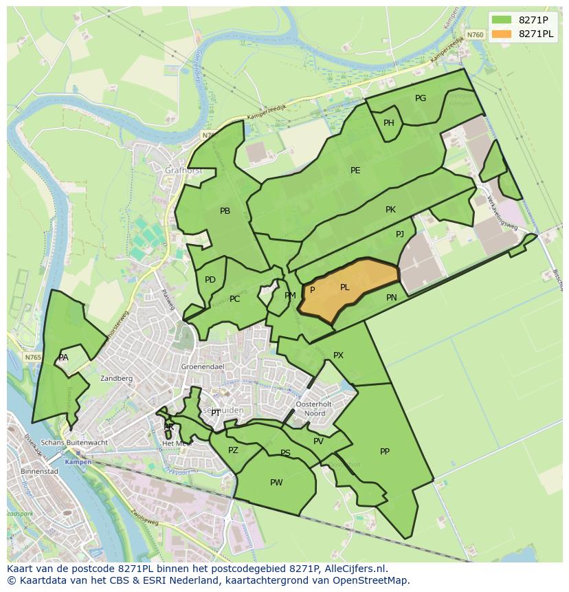 Afbeelding van het postcodegebied 8271 PL op de kaart.