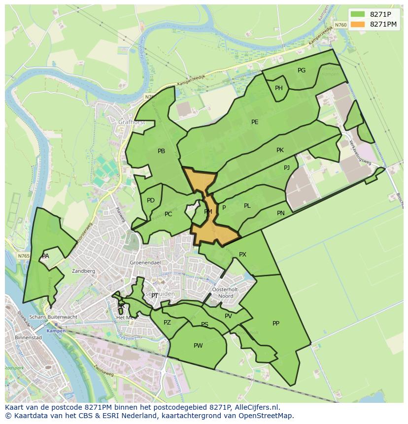 Afbeelding van het postcodegebied 8271 PM op de kaart.
