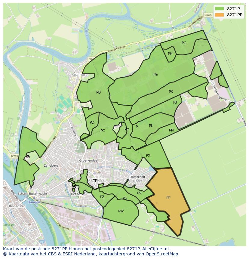 Afbeelding van het postcodegebied 8271 PP op de kaart.