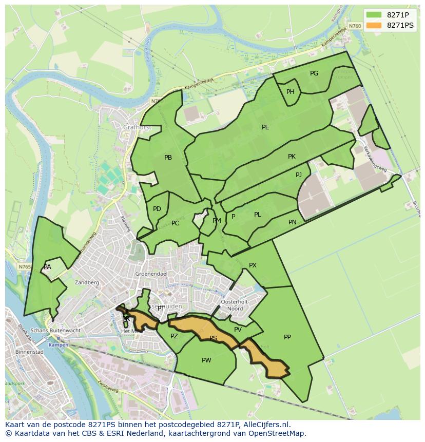 Afbeelding van het postcodegebied 8271 PS op de kaart.