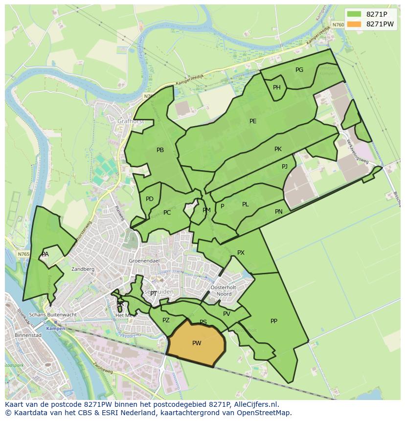 Afbeelding van het postcodegebied 8271 PW op de kaart.
