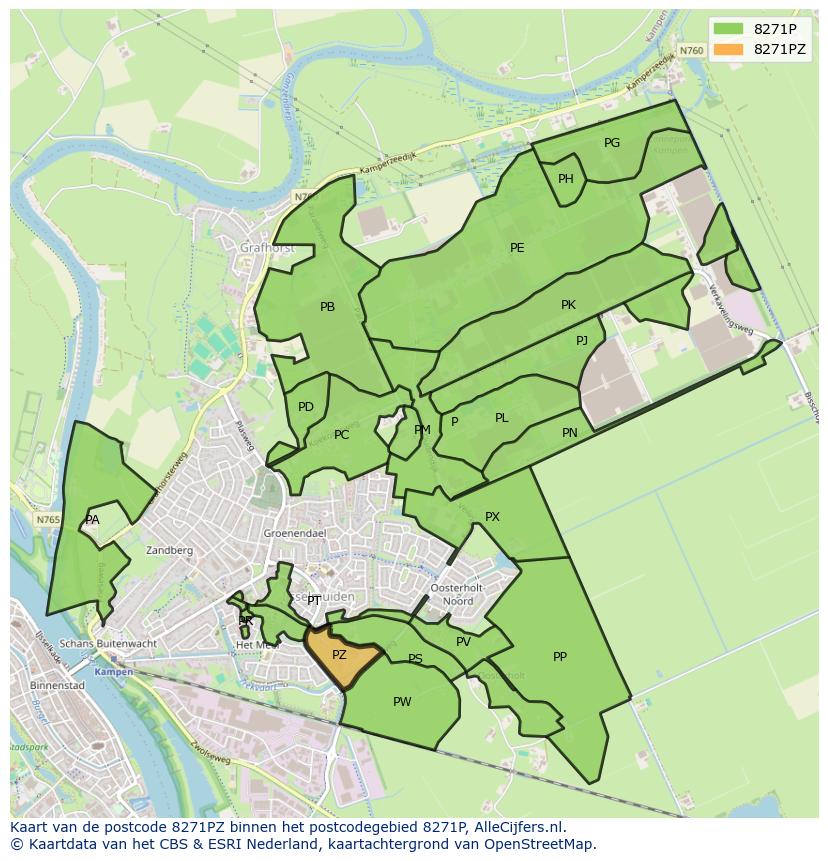 Afbeelding van het postcodegebied 8271 PZ op de kaart.