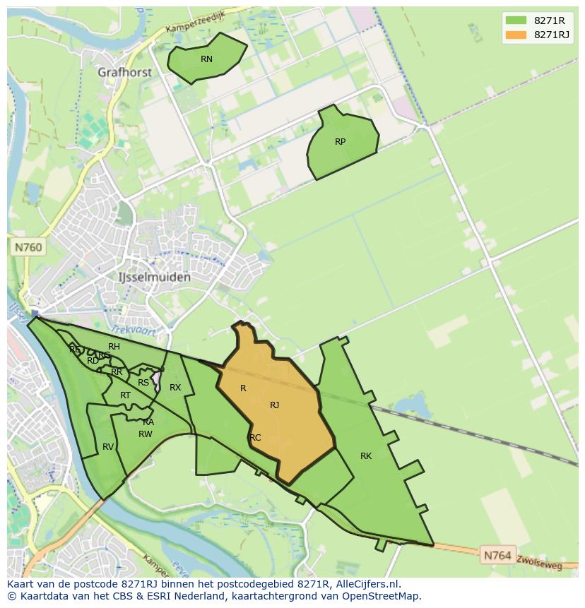 Afbeelding van het postcodegebied 8271 RJ op de kaart.