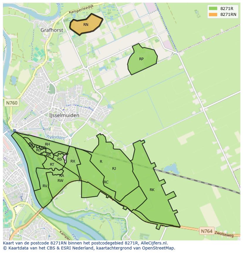 Afbeelding van het postcodegebied 8271 RN op de kaart.