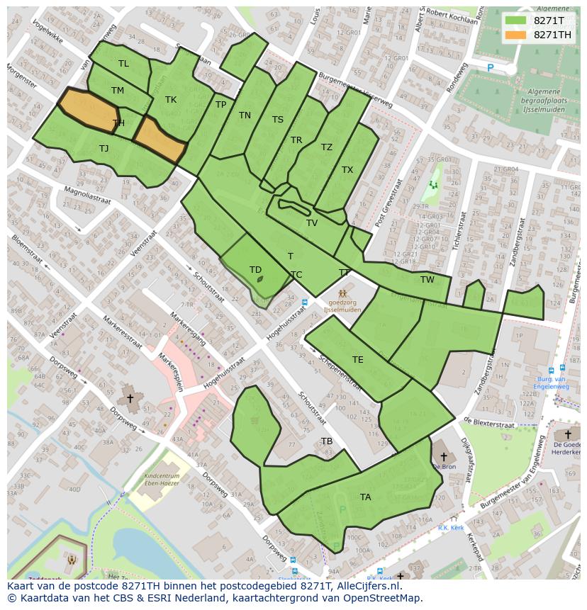 Afbeelding van het postcodegebied 8271 TH op de kaart.