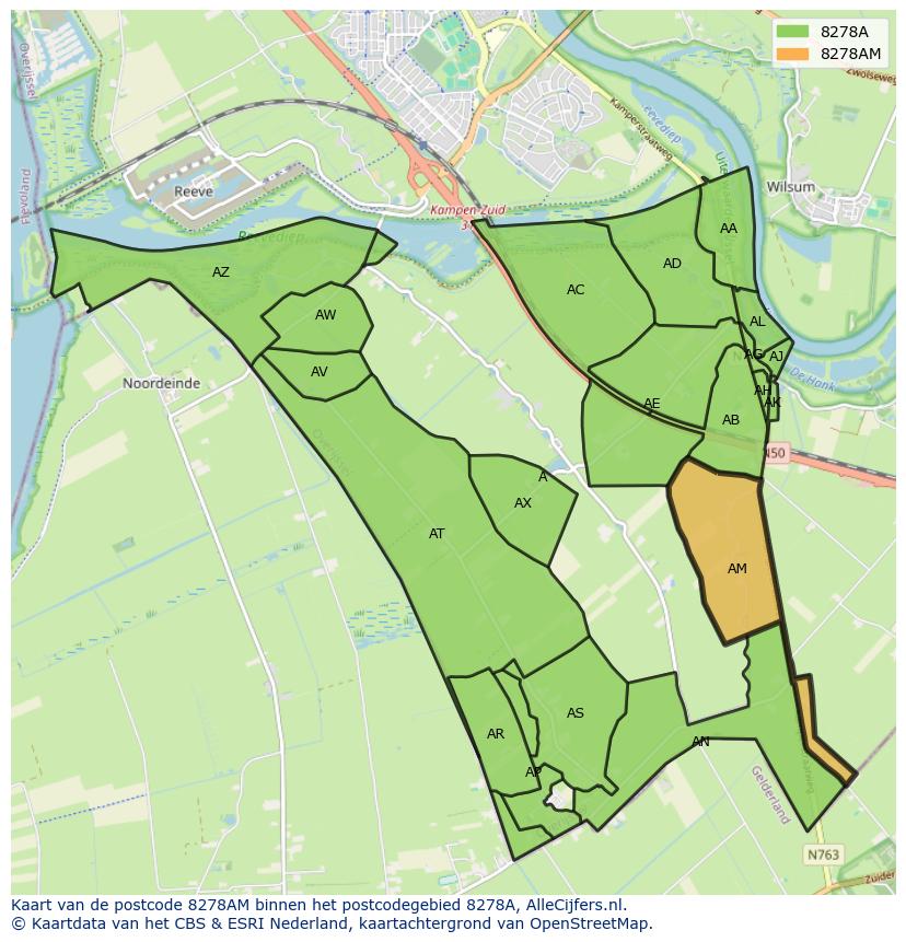 Afbeelding van het postcodegebied 8278 AM op de kaart.