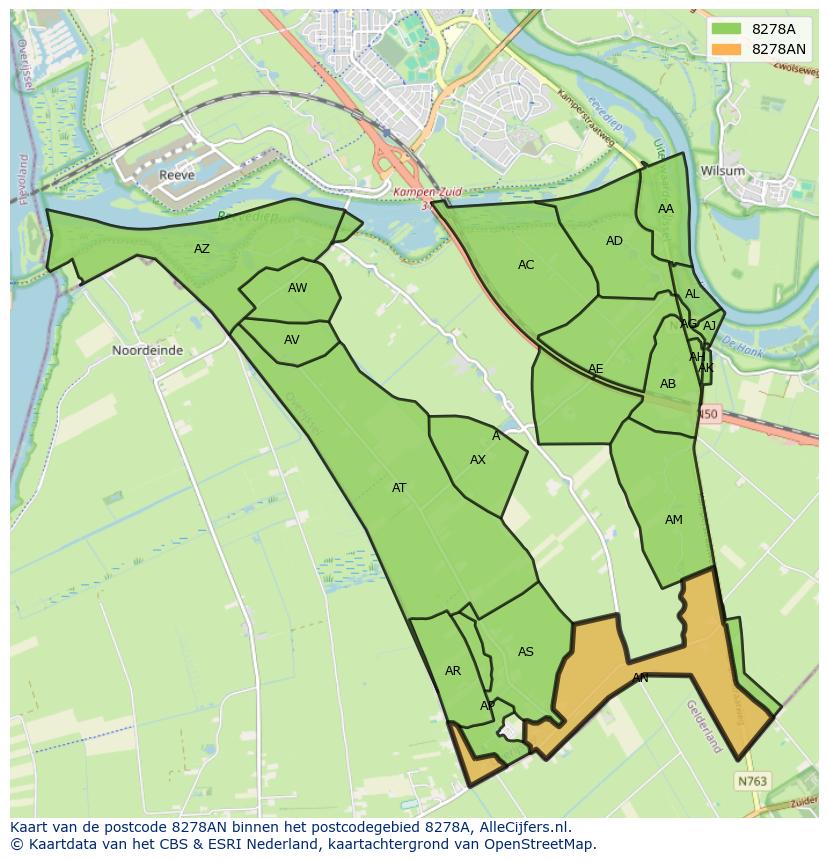 Afbeelding van het postcodegebied 8278 AN op de kaart.