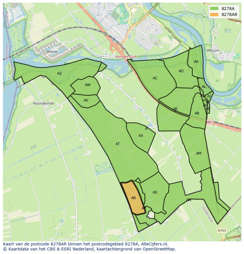 Afbeelding van het postcodegebied 8278 AR op de kaart.