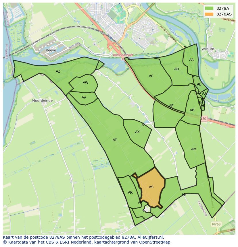 Afbeelding van het postcodegebied 8278 AS op de kaart.