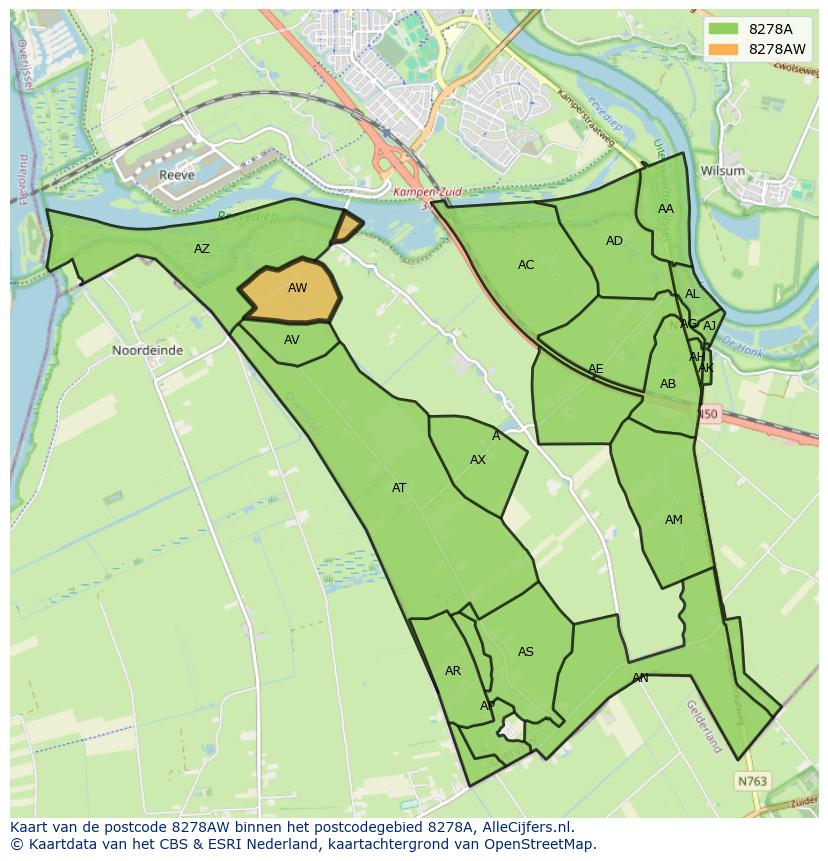 Afbeelding van het postcodegebied 8278 AW op de kaart.