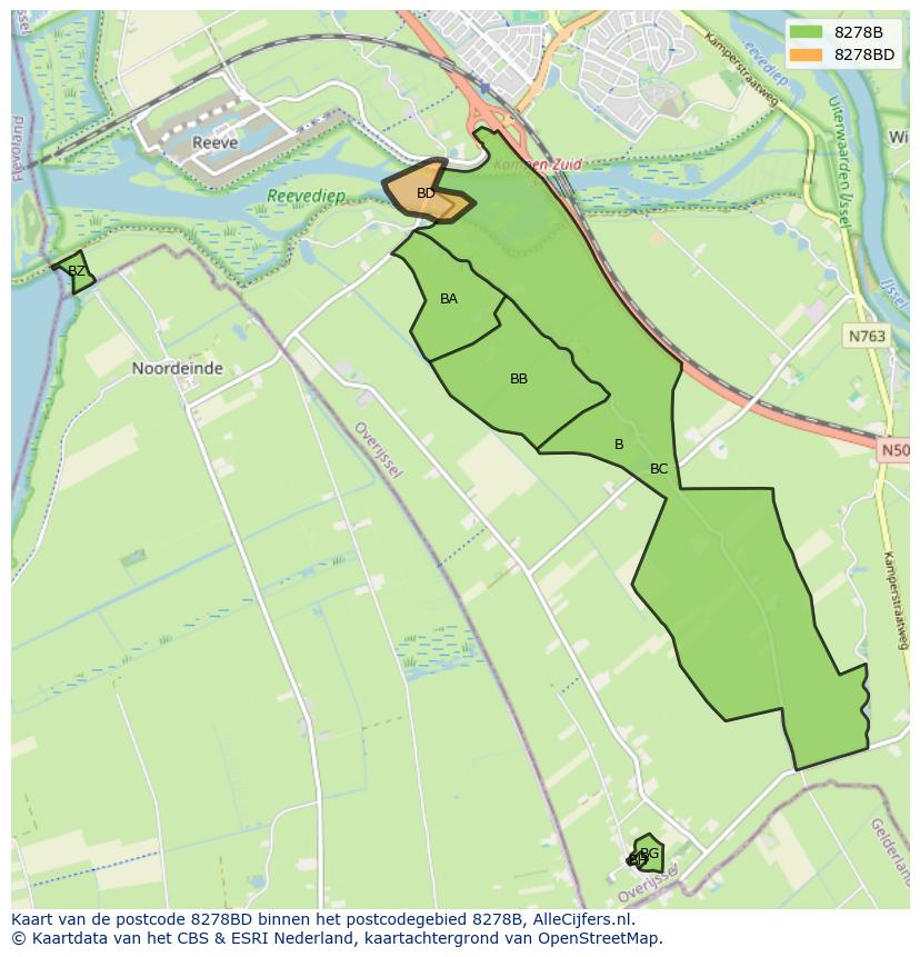 Afbeelding van het postcodegebied 8278 BD op de kaart.