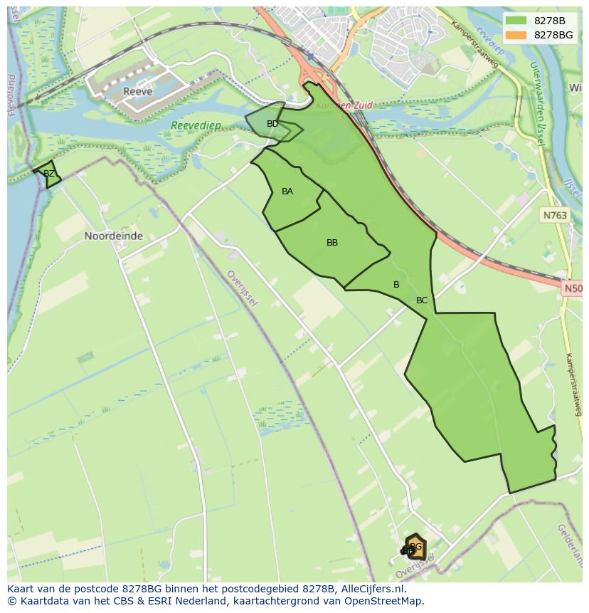Afbeelding van het postcodegebied 8278 BG op de kaart.