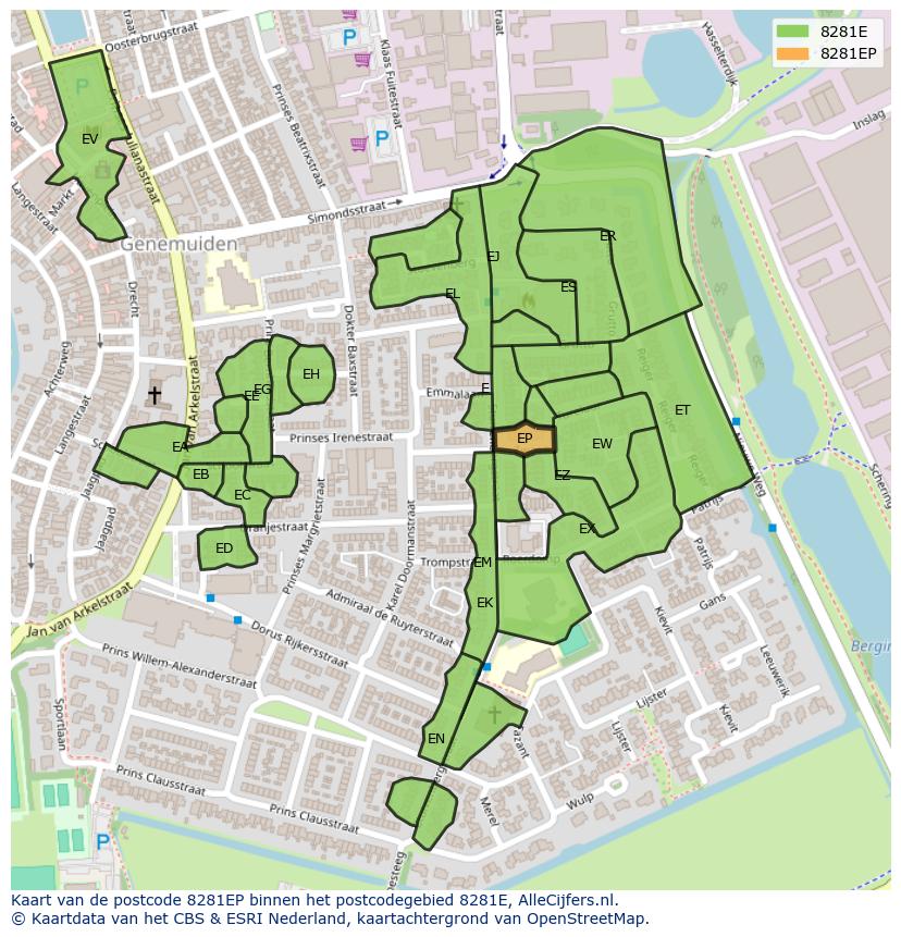 Afbeelding van het postcodegebied 8281 EP op de kaart.