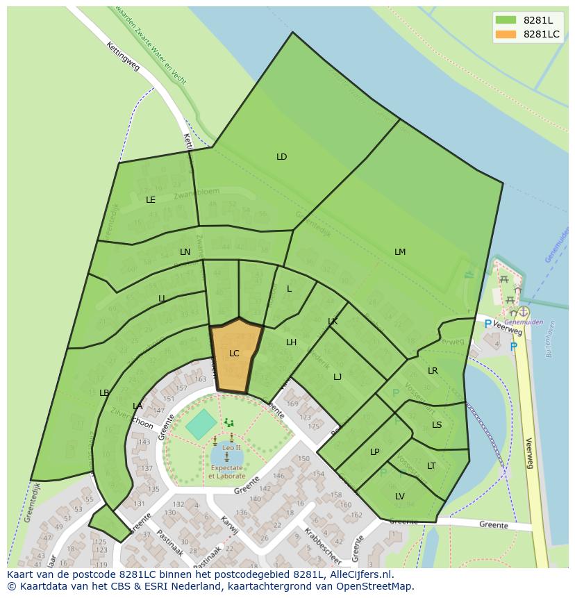 Afbeelding van het postcodegebied 8281 LC op de kaart.