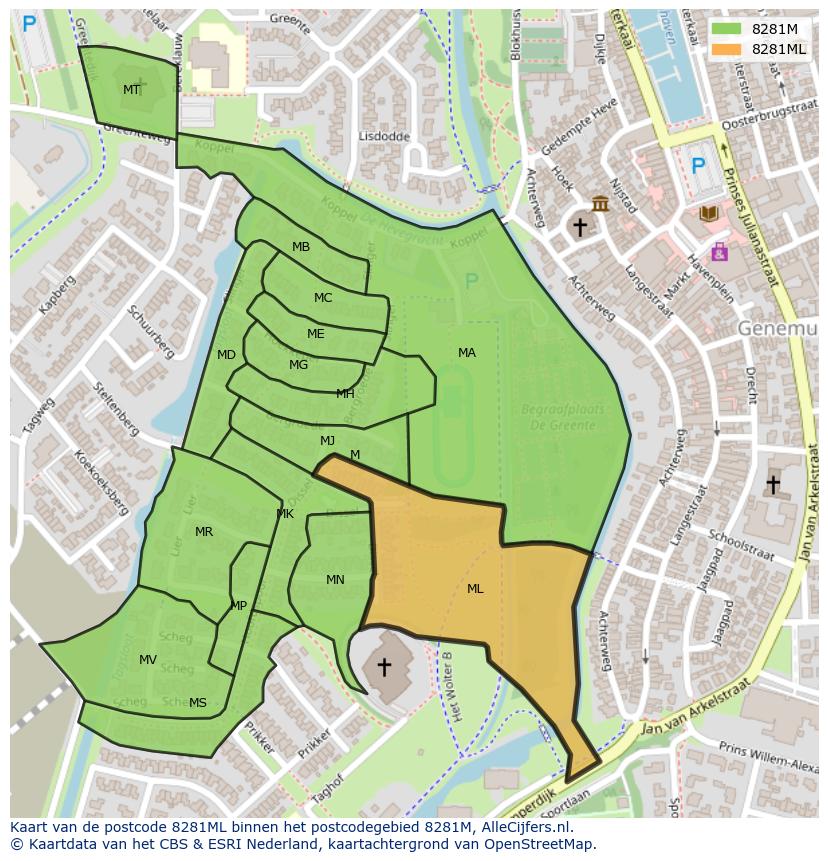 Afbeelding van het postcodegebied 8281 ML op de kaart.