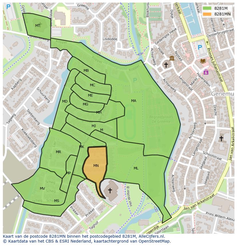 Afbeelding van het postcodegebied 8281 MN op de kaart.