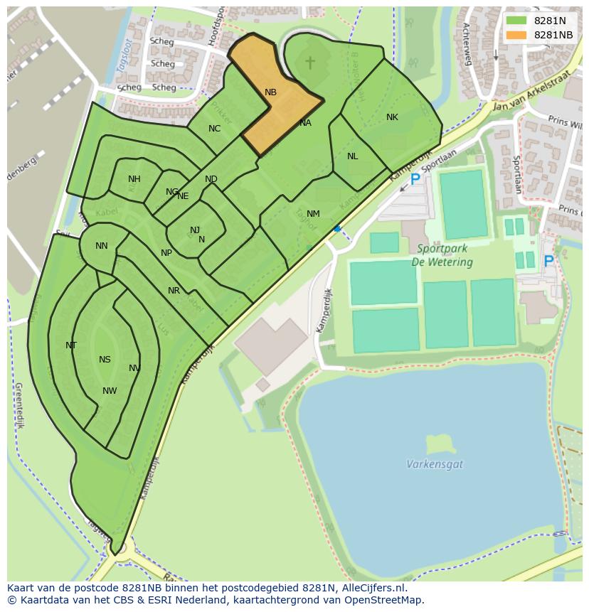 Afbeelding van het postcodegebied 8281 NB op de kaart.