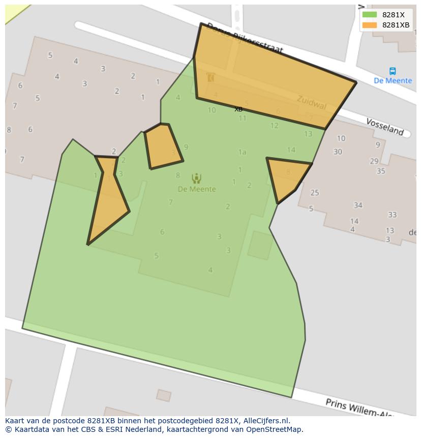 Afbeelding van het postcodegebied 8281 XB op de kaart.