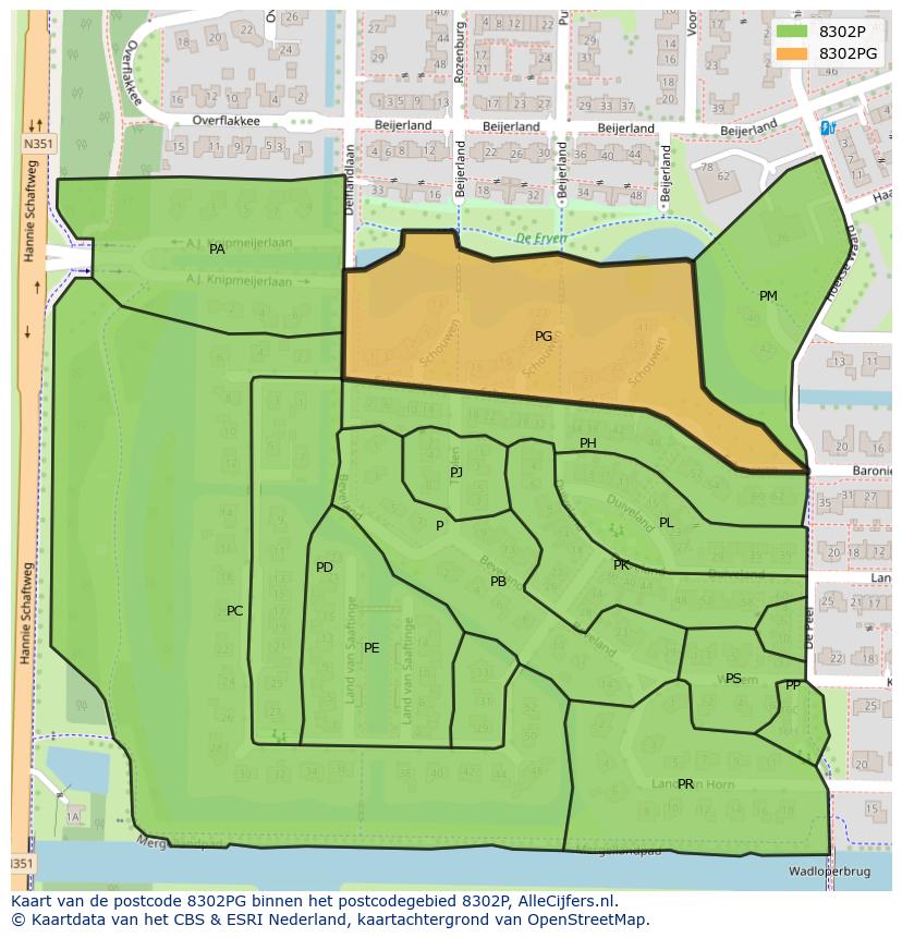 Afbeelding van het postcodegebied 8302 PG op de kaart.