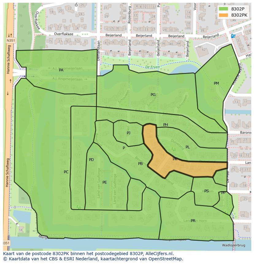 Afbeelding van het postcodegebied 8302 PK op de kaart.